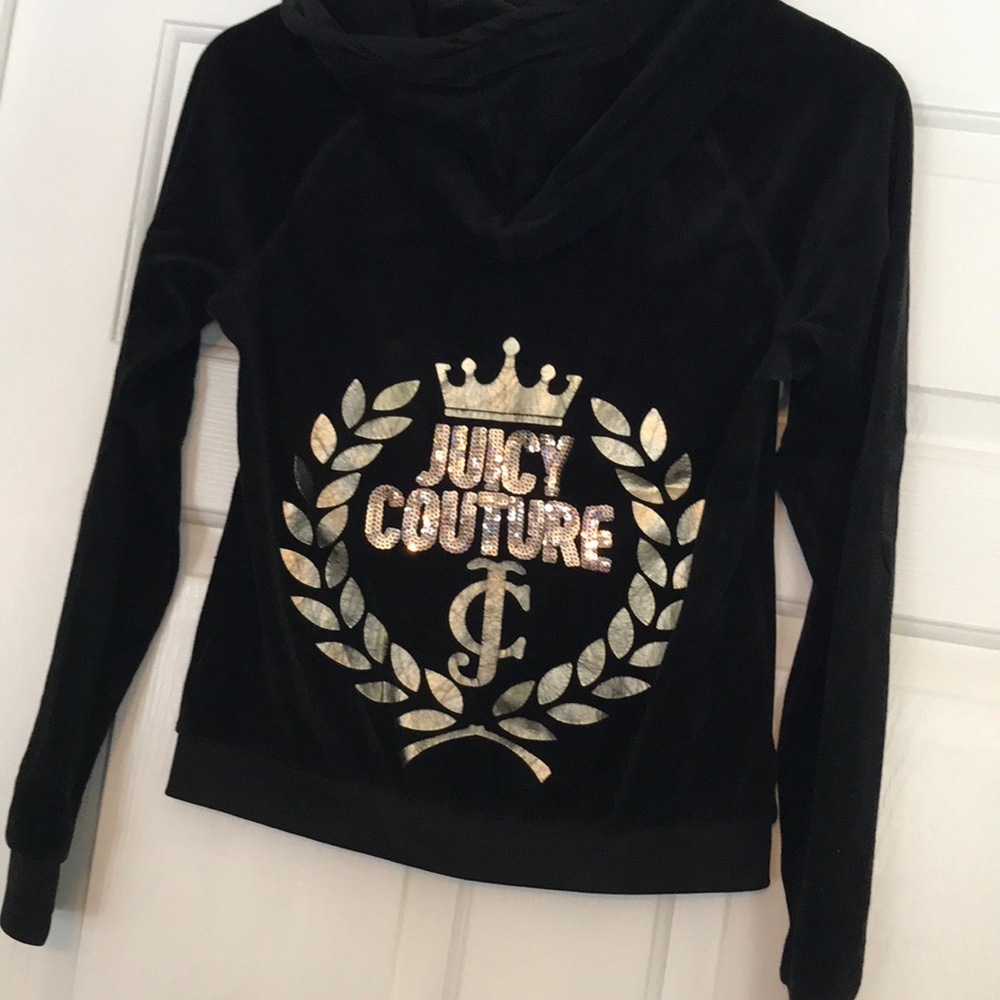 JUICY couture black velvet zip up hoodie!